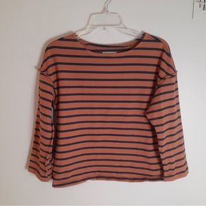 Orange Madewell Striped Boat Neck Shirt Size Small